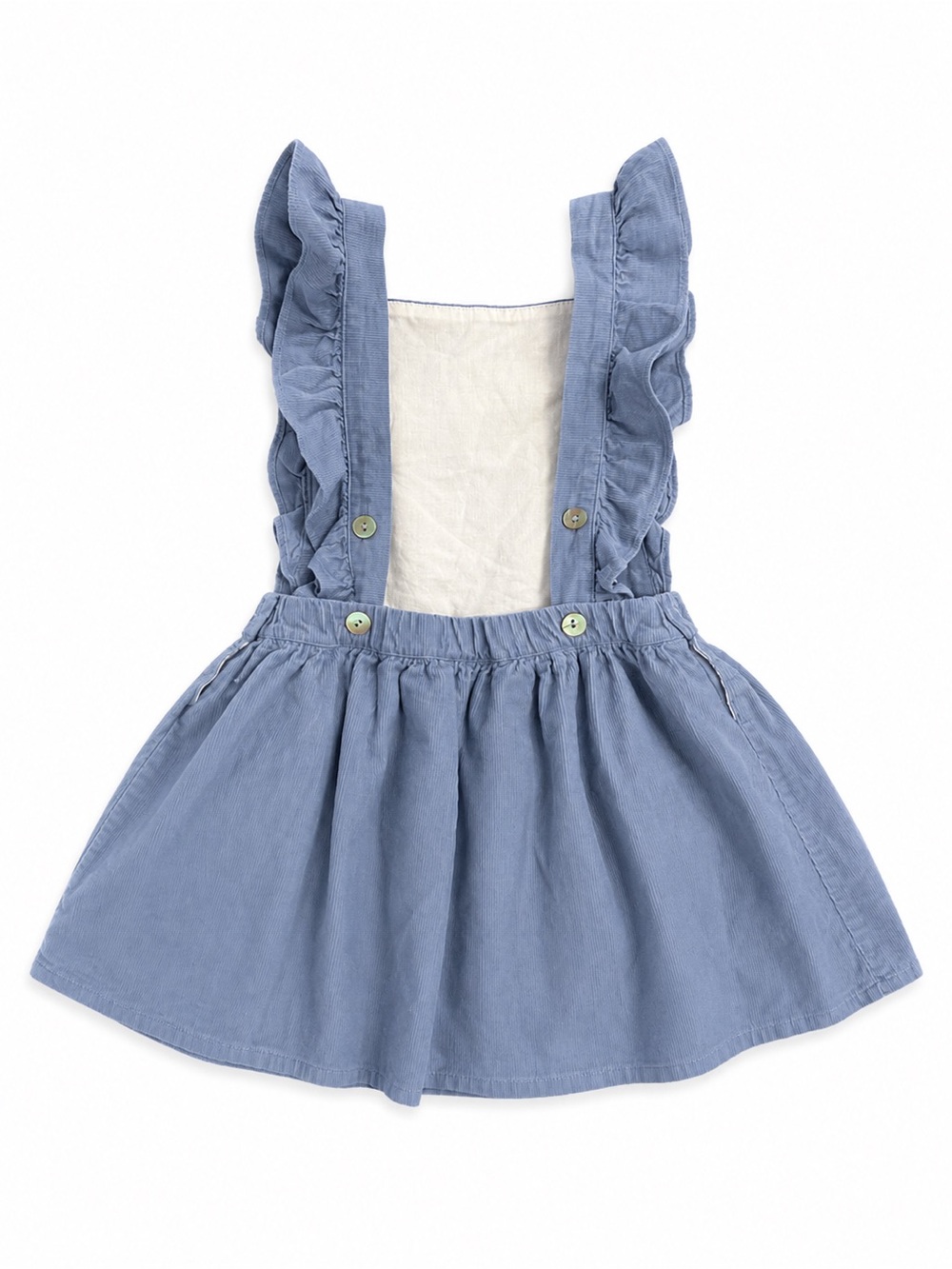 La Coqueta 3Y Blue Needlecord Pinafore Dress Made in Spain EUC - Picture 2 of 3